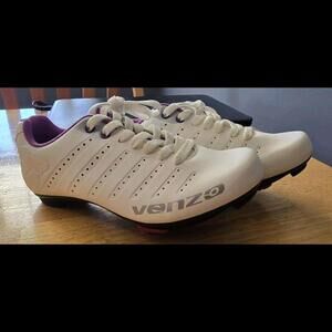 Venzo Cycling shoes size 5.5 Women's  White Purple Lace